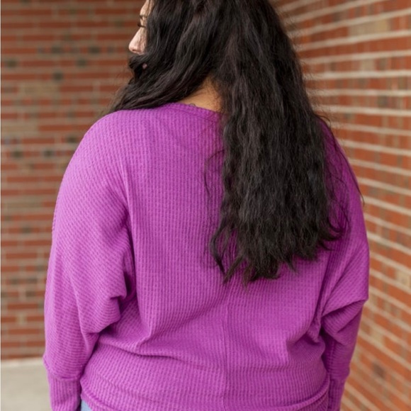 NEW WHITE BIRCH Magenta Waffle Fleece Top 3x - Picture 2 of 3